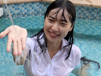 Playing in the pool with Thai university uniform 3