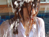 Playing in the pool with Thai university uniform 2